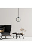 Beton Minimalist Halka Dekoratif Lamba, İskandinav Tasarım,  Tavan Aydınlatma Avizesi, Salon Avizesi