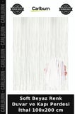 Soft Beyaz Renk Duvar ve Kapı Perdesi İthal 100x200 cm Görsel Fon Salon Dekoru Püsküllü Süs