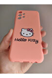 Samsung Galaxy A13 Uyumlu Hello Kitty Tasarım Kamera Korumalı Telefon Boyun Askılı Set Kılıf