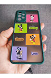Samsung Galaxy A52 Kamera Korumalı Mickey Mouse Tuşları Renkli Hux Telefon Boyun Askılı Set Kılıf