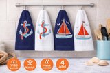 Özdilek Deniz Temalı 4’lü Nakışlı Mutfak & El Havlusu Seti 40X60 cm %100 Pamuk – Ultra Yumuşak, Yüksek Emicilik, Şık Hediye Kutulu
