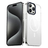 iPhone 15 Pro Max Uyumlu Kılıf Wireless Şarj Özellikli Şeffaf G-Glass Kapak