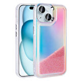 Apple iPhone 14 Uyumlu Kılıf Airbagli Renkli Arka Yüzey Boncuk Tasarımlı Kumul Kapak
