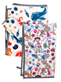 Yorni, SeaWorld Family İkili, Ekonomik Set, Ebat: 65x80cm, Sıvı Geçirmez Alt Açma Örtüsü, Bebek Bakım Örtüsü, Büyük Boy