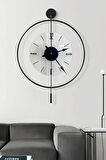 Siyah Luxry Şefaf (YENİ TAMPERLİ KIRILMAZ CAM) - (50X75CM) Metal (MOBİLYA) Duvar Saati