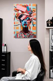 Duvar Tablosu Dikey Kanvas Tekli Kuaför Güzellik Salonu Makyaj Pop-Art Modern Soyut Kadın Portre