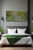 Panoramik Yatay Kanvas Duvar Tablosu Tekli Salon Mutfak Yatak Odası Ofis Claude Monet Nilüferler