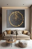 KareTekli Kanvas Duvar Tablosu Modern Salon Mutfak Yatak Odası Ofis Gold Black Art Soyut Çatlama