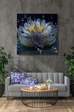 Kare Kanvas Duvar Tablosu Tekli Salon Mutfak Yatak Odası Ofis 3D Dijital Sanat Lotus Çiçeği
