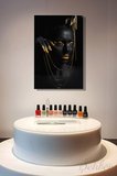 Dekoratif Dikey Kanvas Tablo Tekli Kuaför Güzellik Salonu Makyaj Nail Art Gold Efekt Kadın Portre