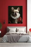 Kanvas Tablo Dikey Tekli Salon Mutfak Yatak Odası Ofis Kraliyet Kıyafetli Fransız Bulldog 781