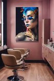 Dekoratif Dikey Kanvas Tablo Tekli Kuaför Güzellik Salonu Makyaj Nail Art Fantezi Makyaj Portre 807