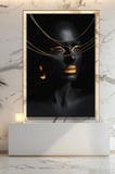Dekoratif Dikey Kanvas Tablo Tekli Kuaför Güzellik Salonu Makyaj Nail Art Gold Kadın Portre 809