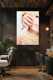 Dekoratif Dikey Kanvas Tablo Tekli Kuaför Güzellik Salonu Makyaj Nail Art Manikür Kadın Portre 1013