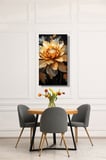 Panoramik Dikey Kanvas Tablo Tekli Salon Mutfak Yatak Odası Ofis Gold Efekt Lotus Nilüfer Çiçek 1233