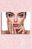 Dekoratif Yatay Kanvas Tablo Tekli Kuaför Güzellik Salonu Makyaj Nail Art Renkli Manikür 1356