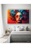 Dekoratif Yatay Kanvas Tablo Tekli Salon Mutfak Yatak Odası Ofis Renkli Temalı Kadın Portre 1370