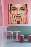 Dekoratif Kare Kanvas Tablo Tekli Kuaför Güzellik Salonu Makyaj Nail Art Manikür 1439