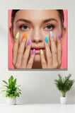 Dekoratif Kare Kanvas Tablo Tekli Kuaför Güzellik Salonu Makyaj Nail Art Manikür 1439