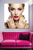 Dekoratif Kare Kanvas Tablo Tekli Kuaför Güzellik Salonu Makyaj Nail Art 1511