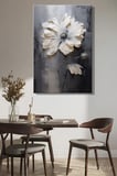 Dekoratif Dikey Kanvas Tablo Tekli Salon Mutfak Yatak Odası Ofis Minimalist Gri Beyaz Çiçek 1582
