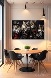 Kanvas Tablo Panoramik Yatay Tekli Salon Mutfak Yatak Odası Ofis Steampunk Tarzı Kediler 1633