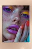 Dikey Kanvas Tablo Tekli Kuaför Güzellik Salonu Sanatsal Makyaj Nail Art Kadın Portre 1675