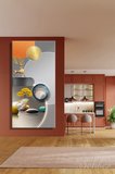 Panoramik Dikey Kanvas Tablo Tekli Salon Mutfak Yatak Odası Ofis Altın Geyik Soyut Geometrik 1681