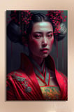 Dikey Kanvas Tablo Tekli Salon Yatak Odası Ofis Geleneksel Japon Kıyafetli Kadın Portre 1732