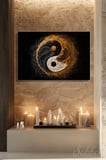 Kanvas Tablo Yatay Tekli  Spa Merkezi Yogo Meditasyon Altın Ve Beyaz Toz Efektli Ying Yang 1897