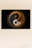 Kanvas Tablo Yatay Tekli  Spa Merkezi Yogo Meditasyon Altın Ve Beyaz Toz Efektli Ying Yang 1897