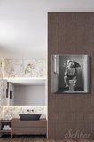 Dekoratif Kare Kanvas Tablo Tekli Ev Kafe Ofis Banyo Tuvalette Gazete Okuyan Fil 1998