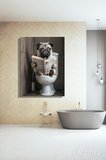 Dekoratif Dikey Kanvas Tablo Tekli Banyo Duş Lavobo Tuvalette Gazete Okuyan Pug Köpek 2108