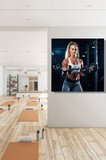Dekoratif Kare Kanvas Tablo Tekli Spor Salonu Fitness Eğitimi Halter Antremanı Yapan Kadın 2202