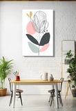 Dekoratif Dikey Kanvas Tablo Tekli Ev Kafe Ofis Pastel Tonlarda Botanik Çizgisel Tasarım 2232