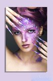 Kanvas Tablo Dikey Tekli Kuaför Güzellik Salonu Sanatsal Makyaj Nail Art Manikür Kadın Portre 2238
