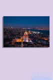 Dekoratif Yatay Kanvas Tablo Tekli Ev Kafe Ofis Galata Kulesi Gece Manzarası 2339