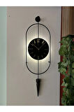 Siyah Ledli Serenity Pendulum Duvar Saati , Modern Dekoratif Metal Camlı Duvar Saati