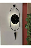 Siyah Ledli Serenity Pendulum Duvar Saati , Modern Dekoratif Metal Camlı Duvar Saati