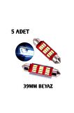 5 Adet Oto Tavan Led Canbus Sofit Led Beyaz 12v Plaka Led Ampül Ortam Aydınlatma
