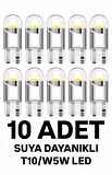 T10 W5w Dipsiz BEYAZ Silikon Led (10 ADET) Suya Dayanıklı Beyaz Park Bagaj Plaka Iç Aydınlatma Uyumlu