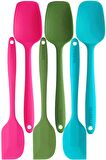 Silikon Kaşık Spatula Seti 6lı Yanmaz Yapışmaz Çizmez Fusya-yeşil-turkuaz 27cm