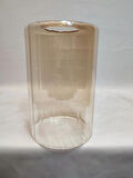 AVİZE CAMI,SİLİNDİR,BAL RENKTE.kendinden çizgili.(Normal ampule göre)(E.27)çap:10.00cm-h:15.00cm