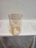 AVİZE CAMI,SİLİNDİR,BAL RENKTE.kendinden çizgili.(Normal ampule göre)(E.27)çap:10.00cm-h:15.00cm