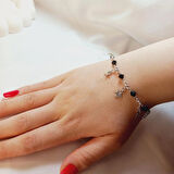 Crystal Atelier Star Y2K Fairycore Pinterest Tarzı Tasarım El Yapımı Kadın Yıldız Bileklik, Gümüş Rodyumlu Kristal Taşlı Yıldız Figürlü Bileklik, Siyah Taşlı Yıldız Gümüş Kaplama Bileklik, Kristal Yıldız Bileklik