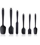 Siyah Silikon Spatula kaşık Seti 6 Parça. Siyah tek parçalı