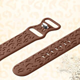 Apple Watch Uyumlu 44 45 46mm Leopar Desenli Yumuşak Silikon Kordon Seri 2 3 4 5 6 Se 7 8 9 10 