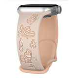 Apple Watch Uyumlu 44 45 46mm Kelebek Desenli Yumuşak Silikon Kordon Seri 2 3 4 5 6 Se 7 8 9 10 