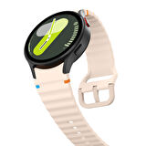 Samsung Galaxy Watch 6 40-43-44-47mm İle Uyumlu Metal Tokalı Dalgalı Spor Silikon Kordon