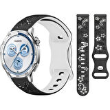 Huawei Watch GT2 GT3 GT4 GT5 46mm İle Uyumlu FloraFlex Çiçek Desenli Silikon Kordon